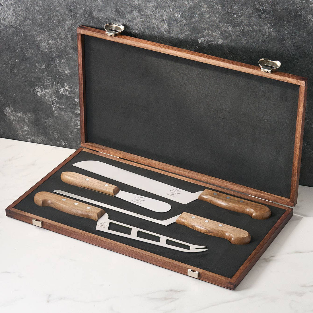 Professional 4 Knife Set - Soft Knife w/ Forklet - Olive Wood Handles