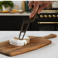 Mini Soft Cheese Knife w/ Forklet - Olive Wood Handle