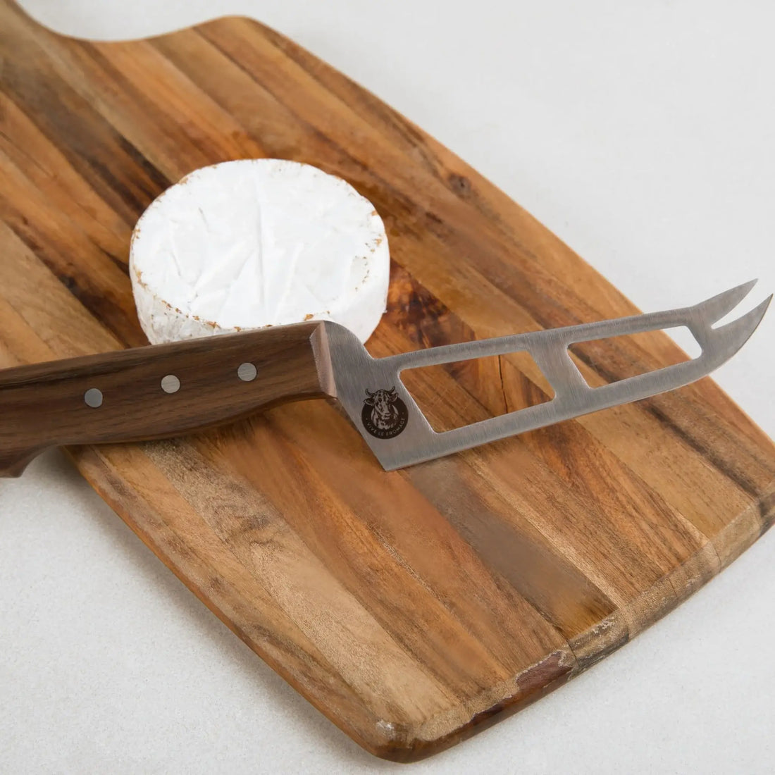 Mini Soft Cheese Knife w/ Forklet - Olive Wood Handle