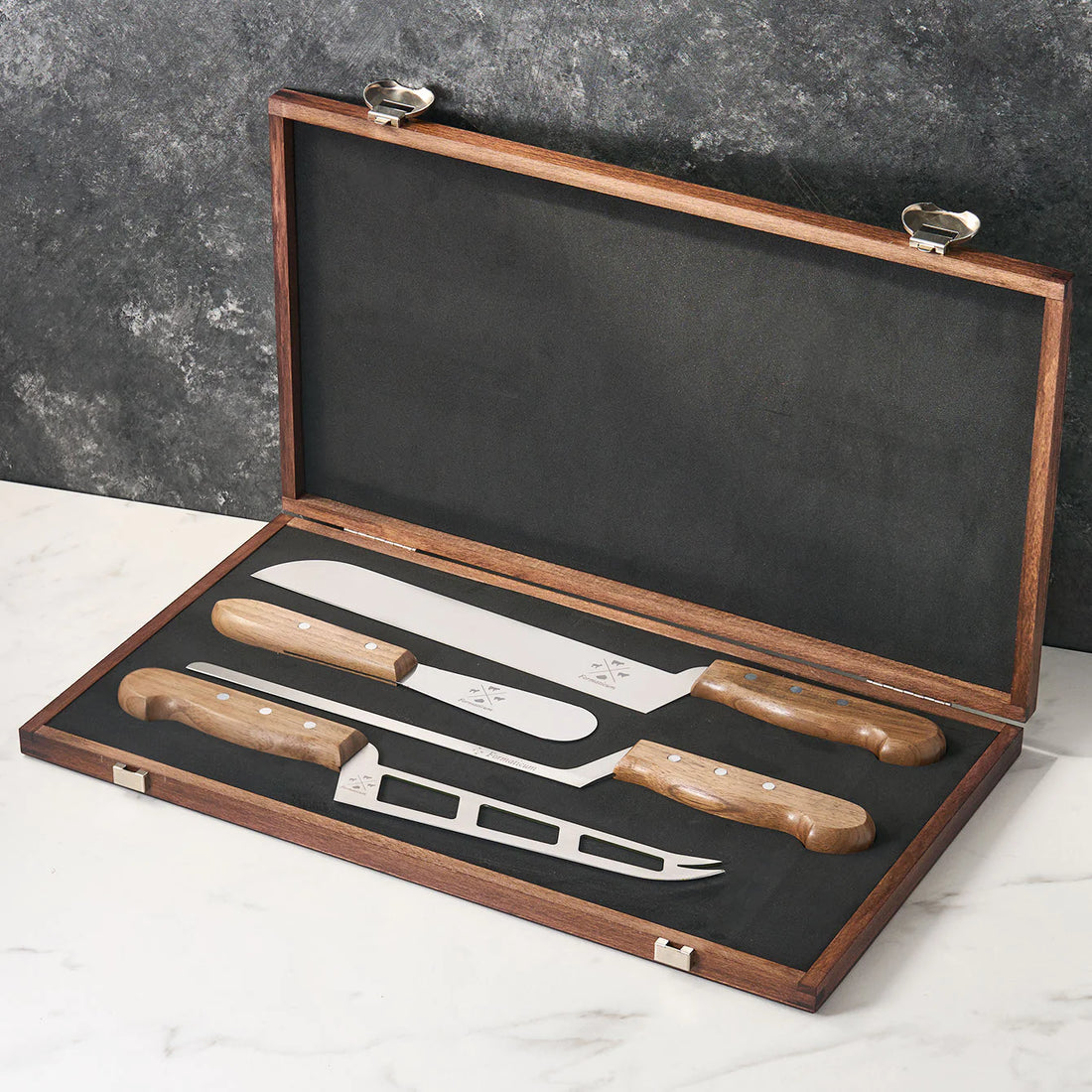 Professional 4 Knife Set - Soft Knife w/ Forklet - Olive Wood Handles