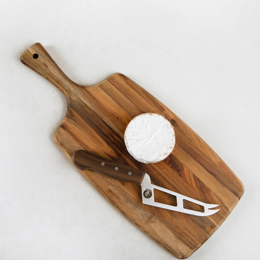 Mini Soft Cheese Knife w/ Forklet - Olive Wood Handle