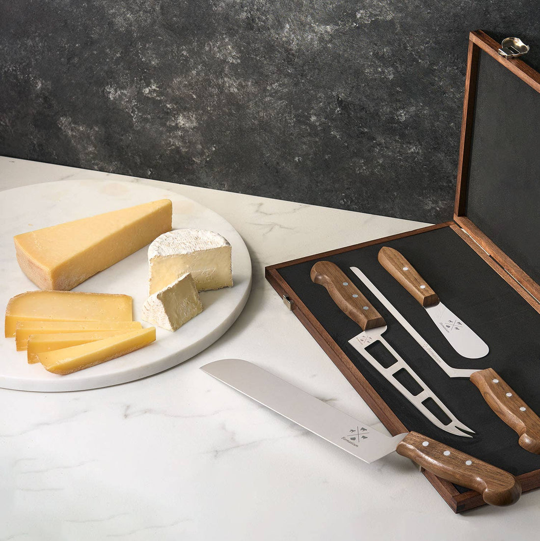 Professional 4 Knife Set - Soft Knife w/ Forklet - Olive Wood Handles