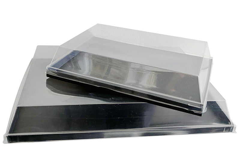 Black Catering Trays with Transparent Lid - 10-pack