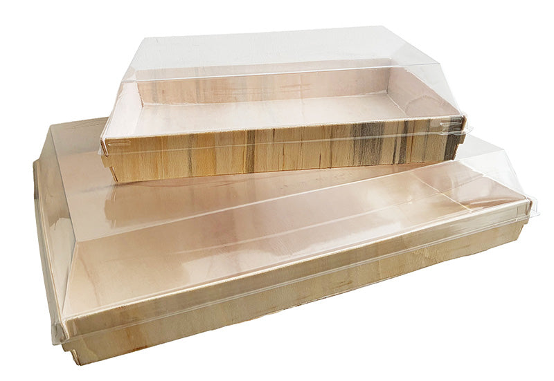 Poplar Catering Trays with Transparent Lids - 10-pack