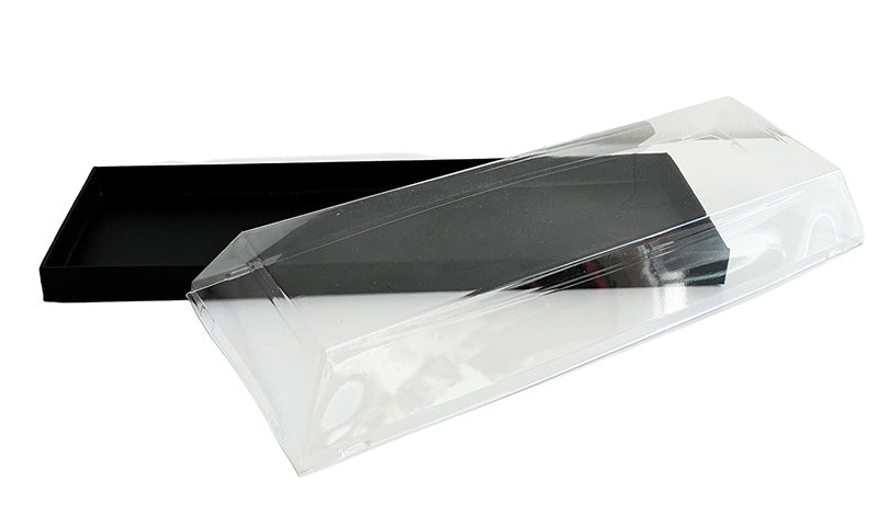 Black Catering Trays with Transparent Lid - 10-pack